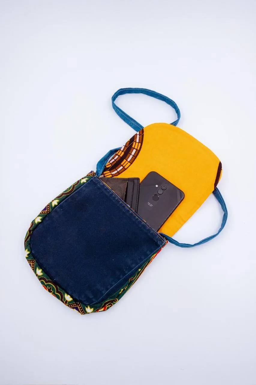 Upcycled crossbody phone pouch