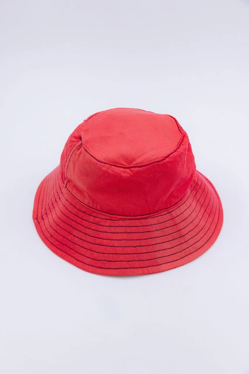 Red bucket hat